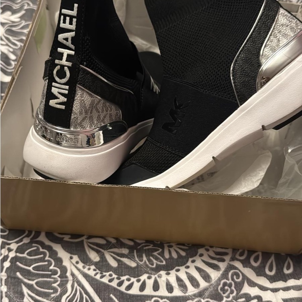 Michael Kors Black and Silver High-Top Sneakers